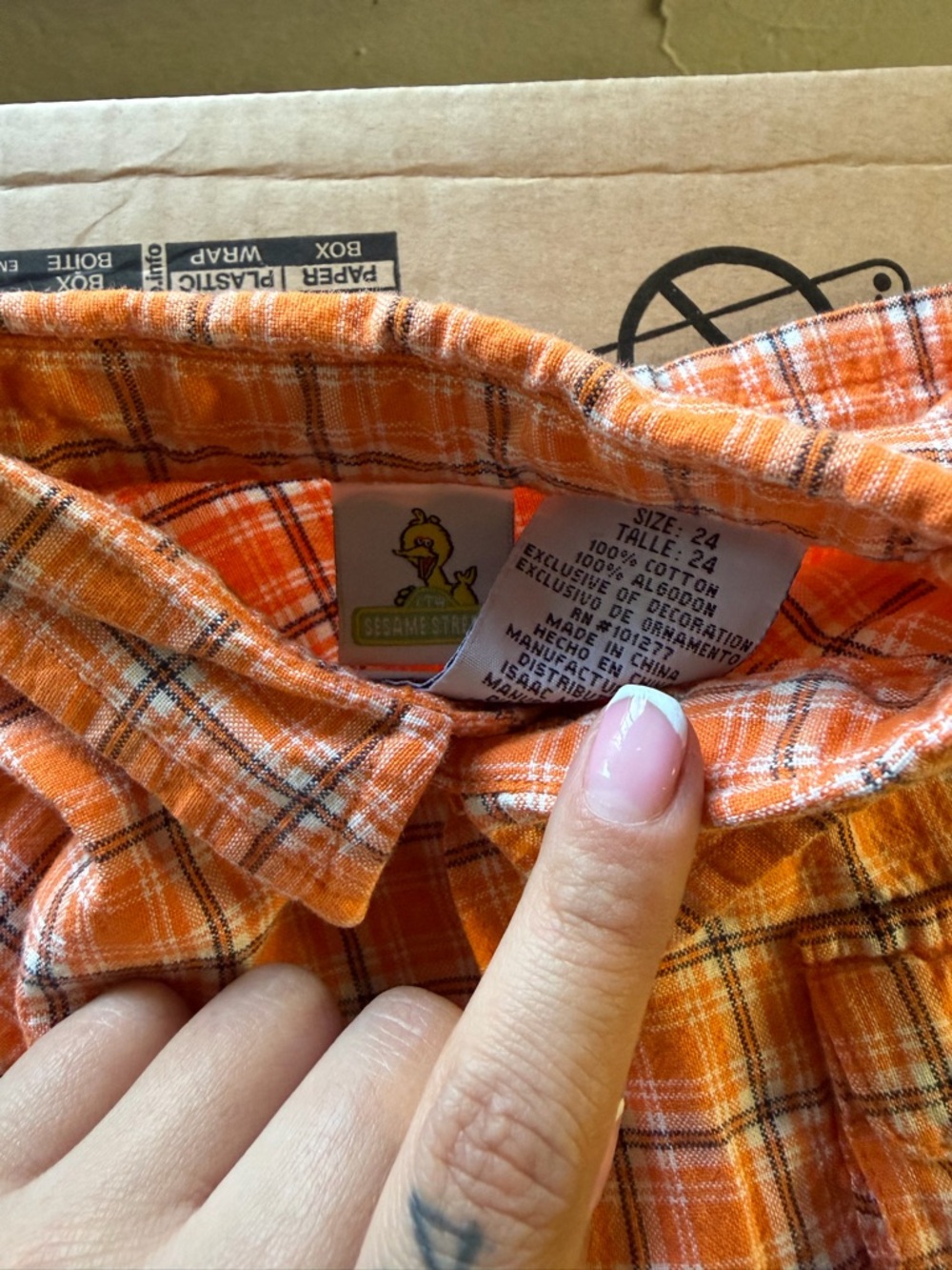 Vintage Sesame Street Orange Plaid Shirt